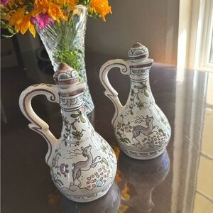 Hand Painted Italian Style Ceramic Oil & Vinegar Cruet Set – DeerSigned 165 MC